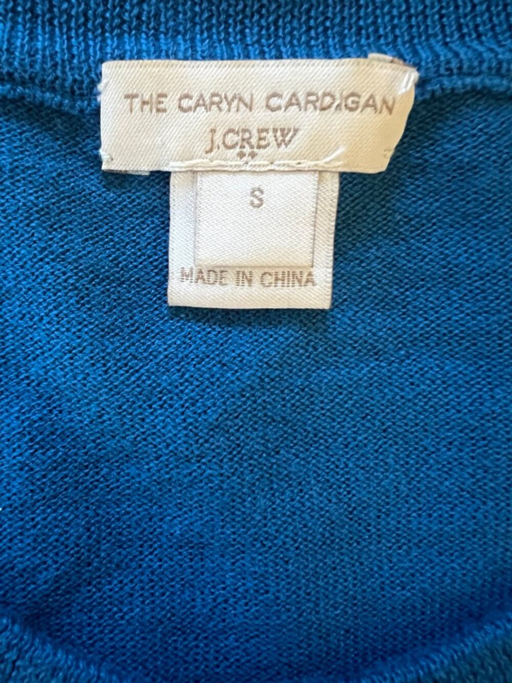 J.Crew Caryn Cardigan Teal Blue 100% Cotton Crewneck Sweater Size S - Picture 4 of 5